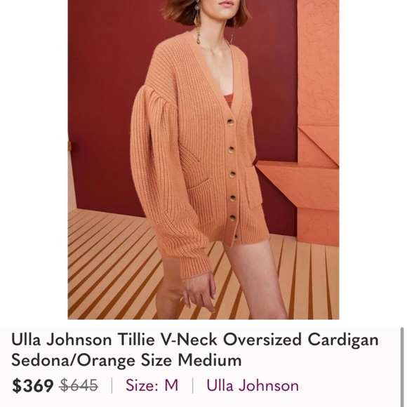 Ulla Johnson Tillie Oversized Cardigan Sedona Orange Size‎ Large - Picture 3 of 9